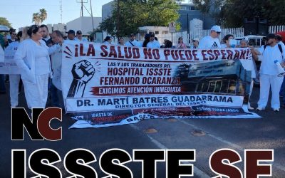 Trabajadores del ISSSTE bloquean Blvd Morelos