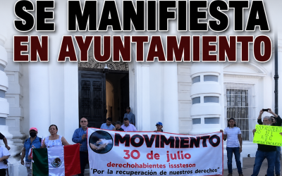 Trabajadores del Ayuntamiento de Hermosillo protestan para exigir mejores prestaciones laborales