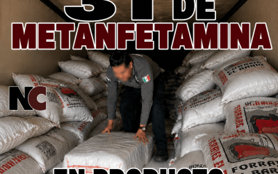 Aseguran más de tres toneladas de metanfetamina ocultas en cargamento de alimento para ganado en Sonora