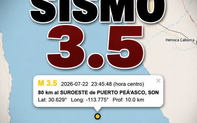 Reportan sismo de magnitud 3.5 en el Golfo de California; no hay daños en Sonora