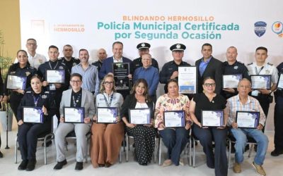 Reconoce Toño Astiazarán preparación de la Policía Municipal con  certificación por segunda ocasión de CERTIPOL- Integrantes de la Jefatura de Policía Preventiva y Tránsito Municipal concluyeron exitosamente su recertificación.