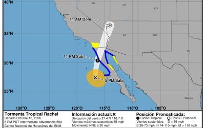 Tormenta Tropical Rachel afectará el noroeste de Sonora con lluvia y viento