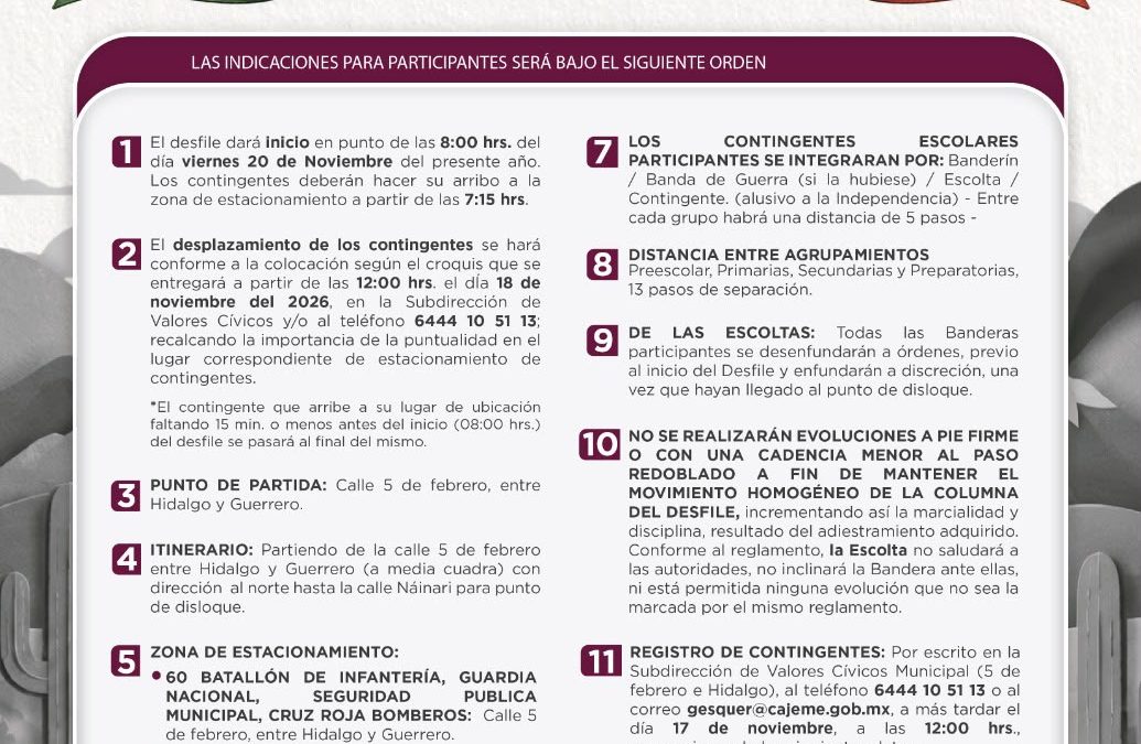 Cajeme organiza desfile por aniversario de la Revolución Mexicana