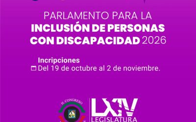 Concluirá este lunes convocatoria para participar en el Parlamento para la Inclusión de Personas con Discapacidad 2026